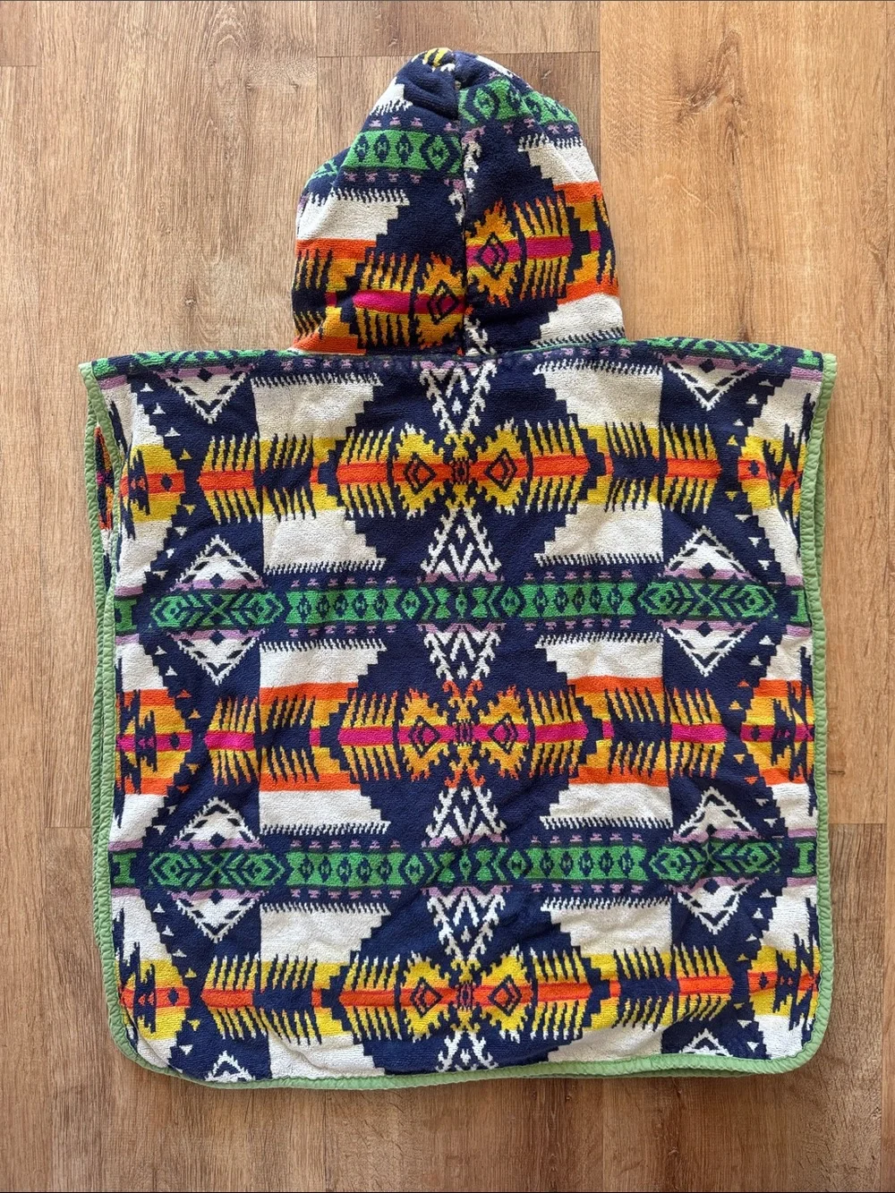 Pendleton Kids Hooded Poncho Towel Beach with Multicolor Aztec Print one size